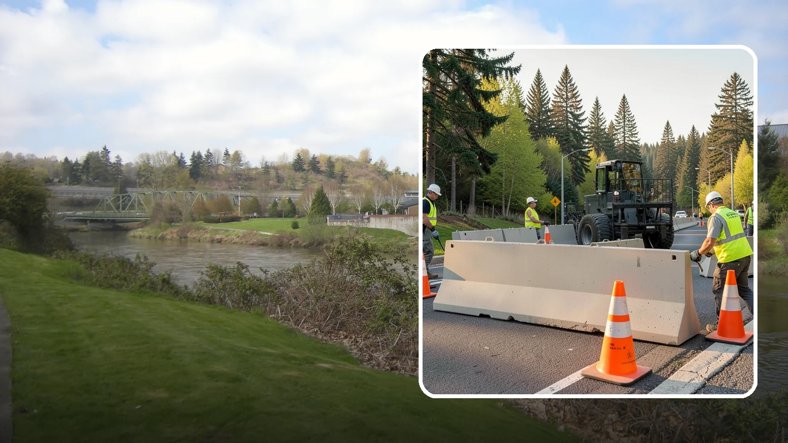 Jersey Barrier Placement in Tukwila, King County, WA - Concrete Jersey barrier placement provides heavy-duty separation and protection for public work zones.