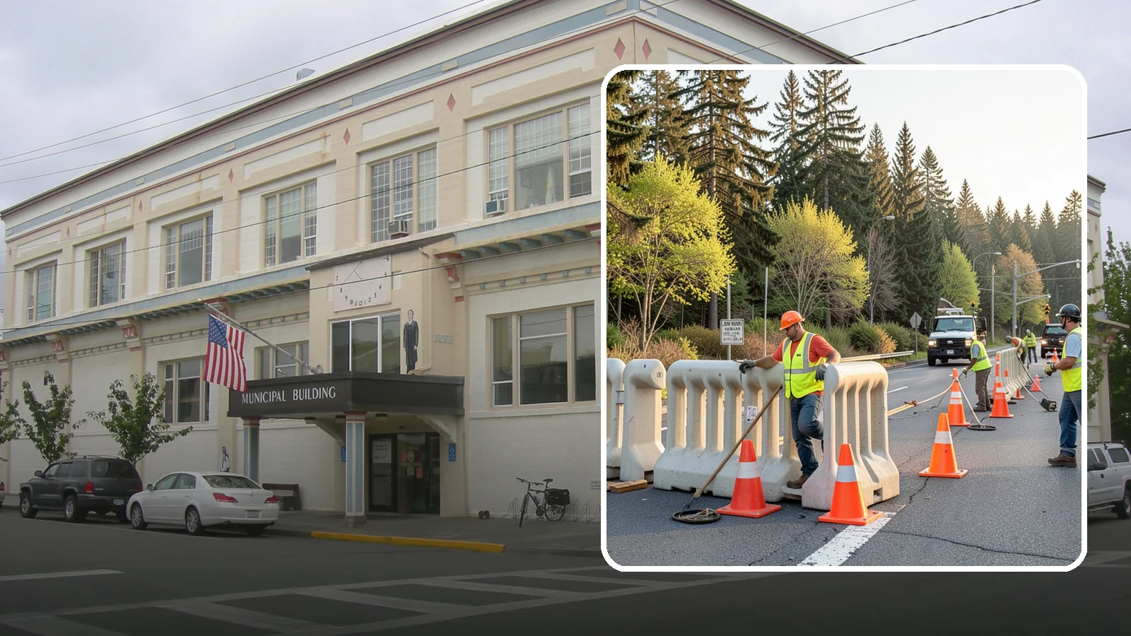 K-Rail Placement in Anacortes, Skagit County, WA - K-rail placement delivers portable concrete barrier protection for roadway and construction projects.