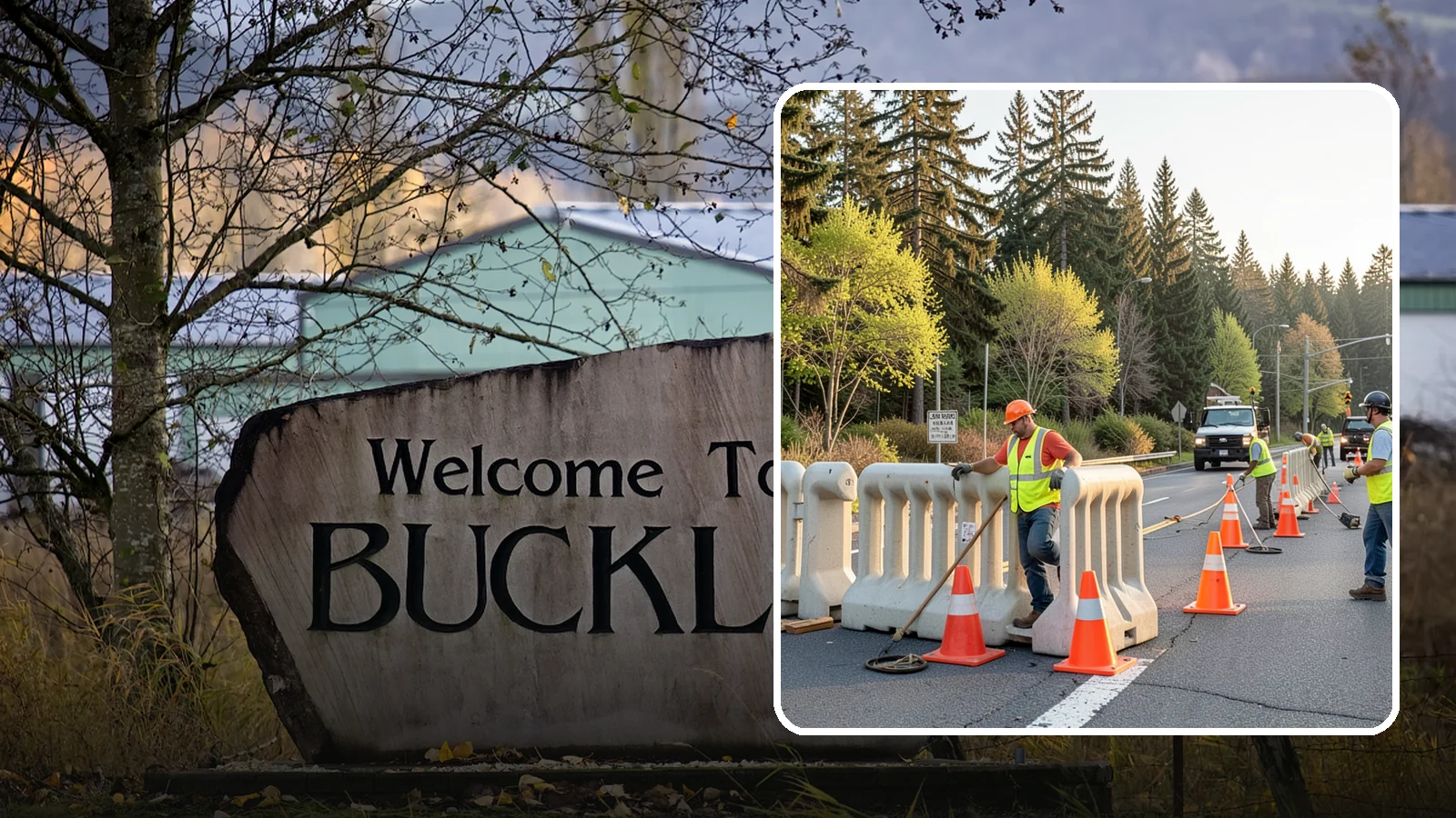 K-Rail Placement in Buckley, Pierce County, WA - K-rail placement delivers portable concrete barrier protection for roadway and construction projects.