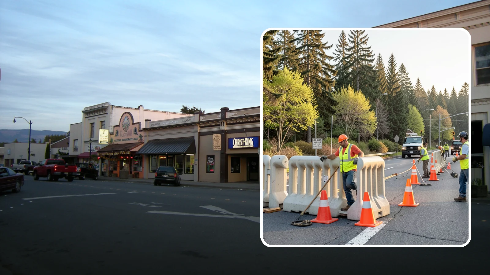 K-Rail Placement in Burlington, Skagit County, WA - K-rail placement delivers portable concrete barrier protection for roadway and construction projects.