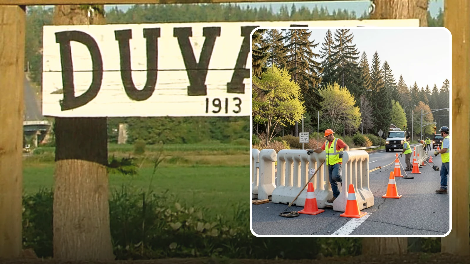 K-Rail Placement in Duvall, King County, WA - K-rail placement delivers portable concrete barrier protection for roadway and construction projects.