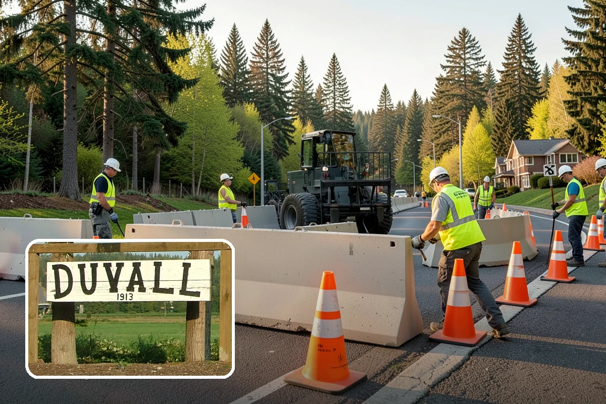 K-Rail Placement in Duvall, King County, WA - Continuous barrier protection along alignments