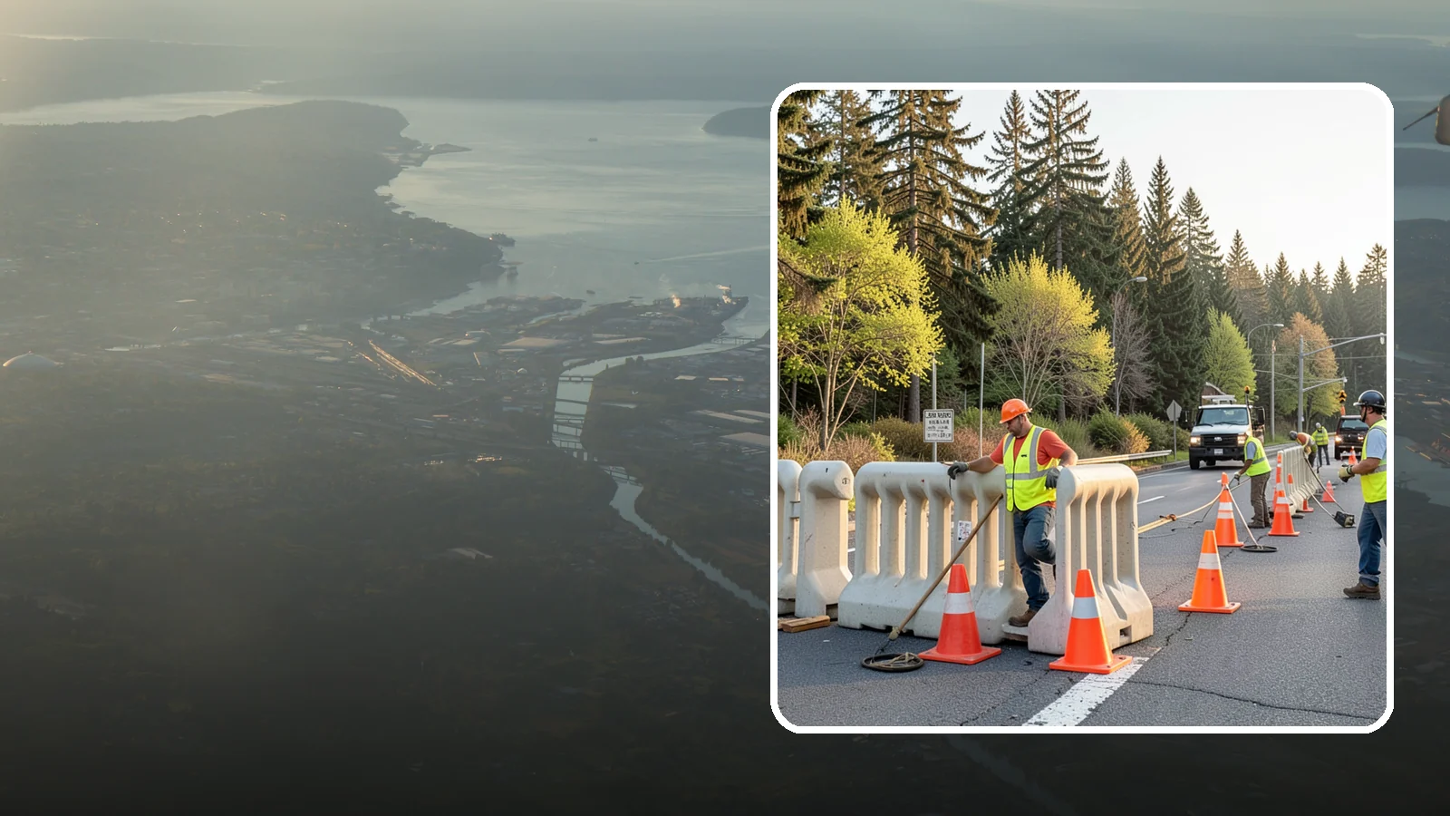 K-Rail Placement in Fife, Pierce County, WA - K-rail placement delivers portable concrete barrier protection for roadway and construction projects.