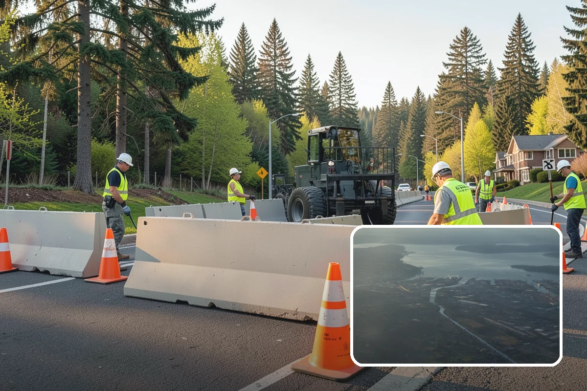 K-Rail Placement in Fife, Pierce County, WA - Continuous barrier protection along alignments