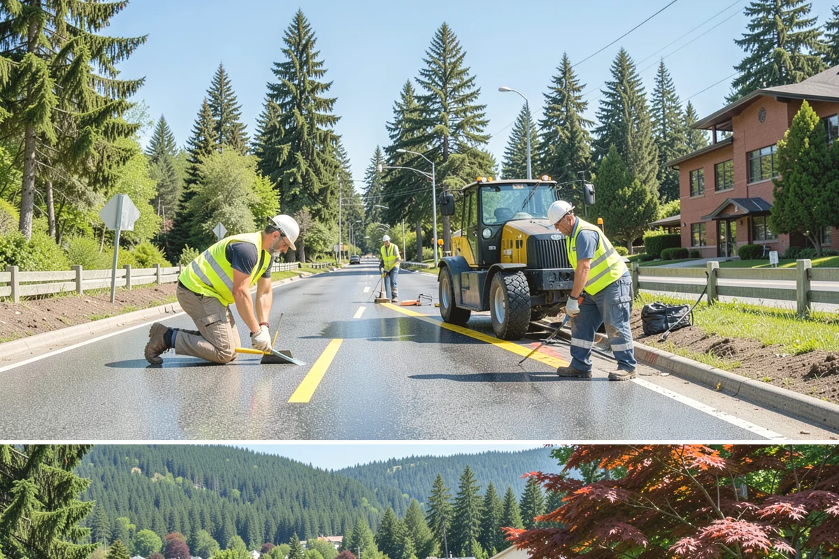 K-Rail Placement in Index, Snohomish County, WA - K-rail placement tracks the paving and construction season and is available for winter emergency detours.