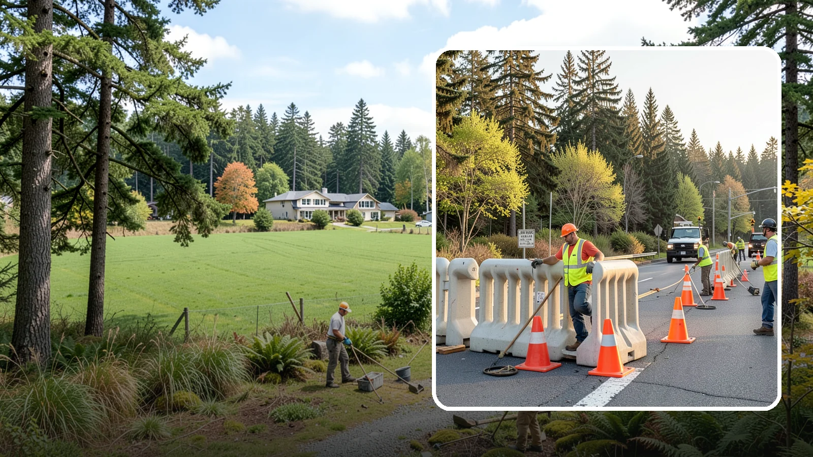 K-Rail Placement in Lyman, Skagit County, WA - K-rail placement delivers portable concrete barrier protection for roadway and construction projects.