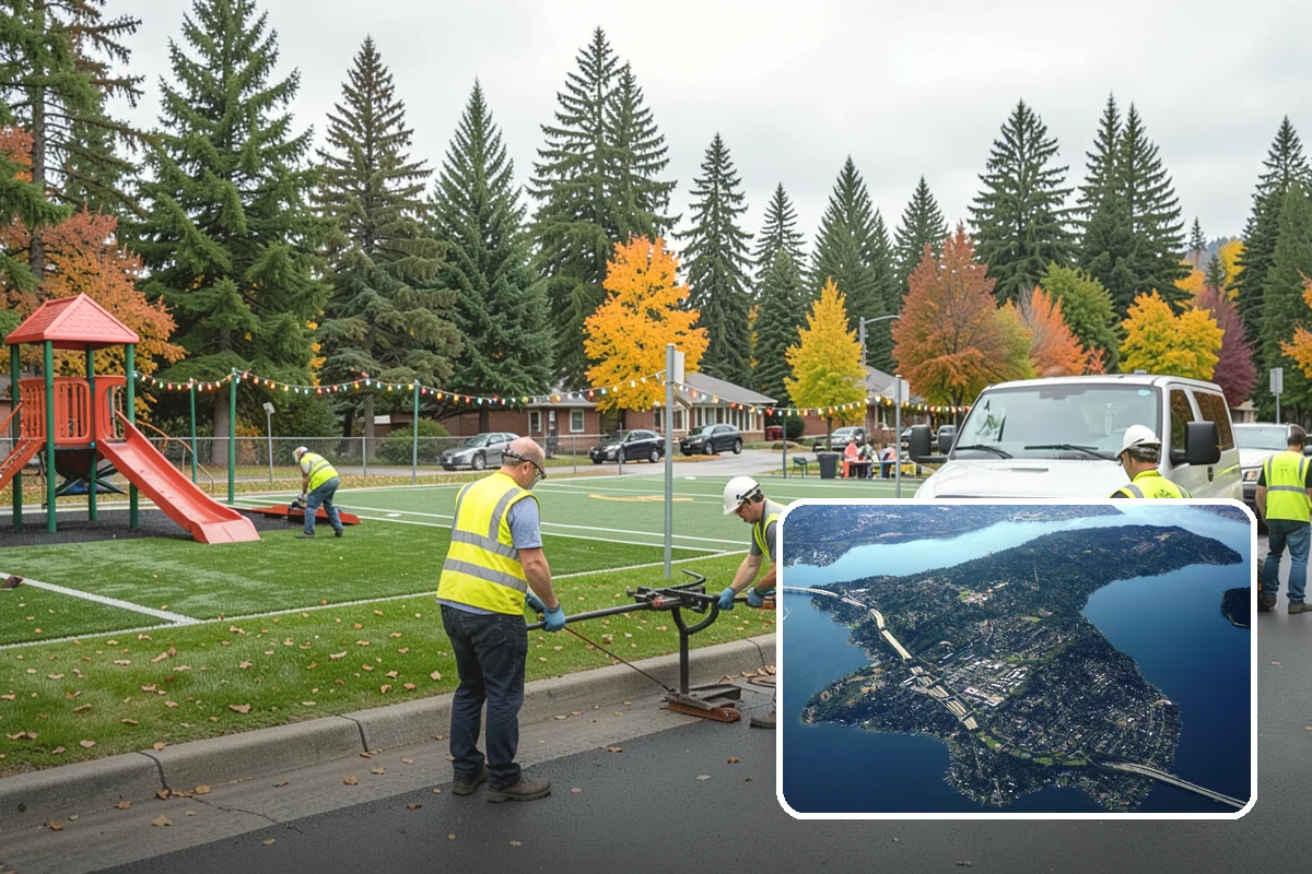 K-Rail Placement in Mercer Island, King County, WA - Continuous barrier protection along alignments