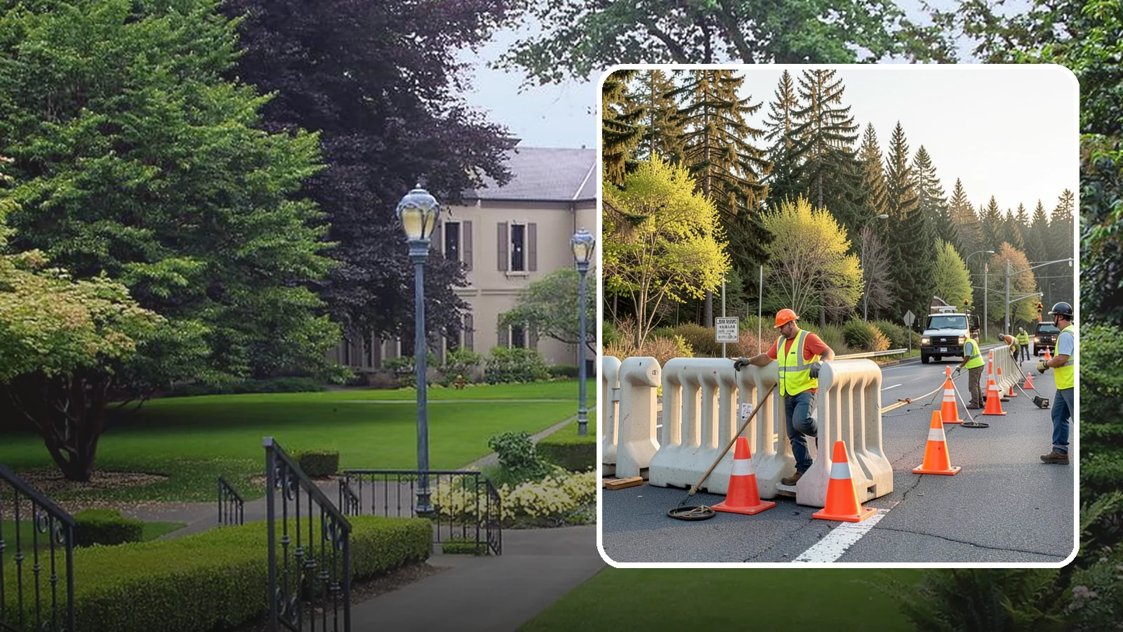 K-Rail Placement in Woodinville, King County, WA - K-rail placement delivers portable concrete barrier protection for roadway and construction projects.