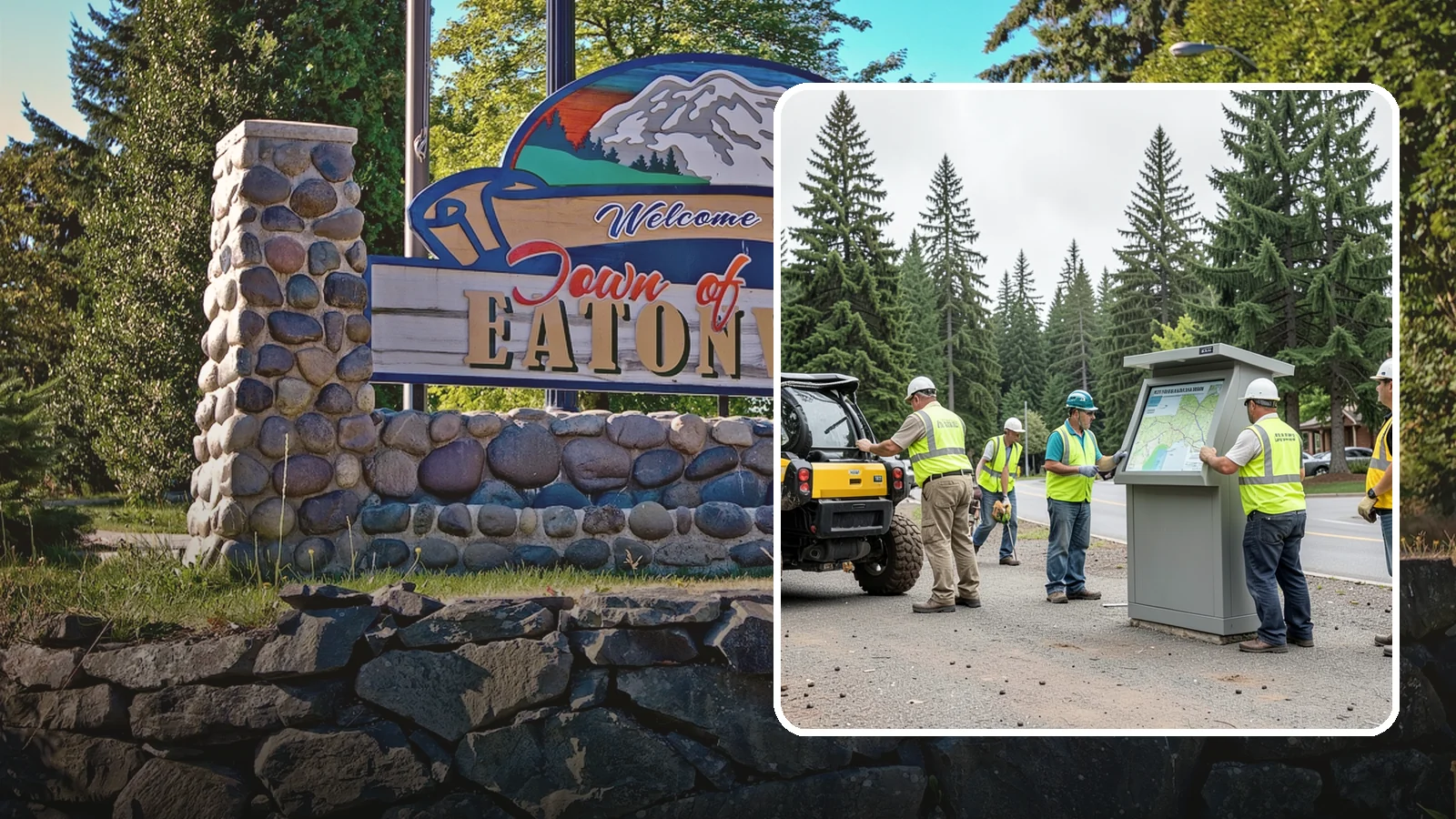 Kiosk Installation in Eatonville, Pierce County, WA - We install community information kiosks at trailheads, parks, and civic gathering places for posted notices and maps.