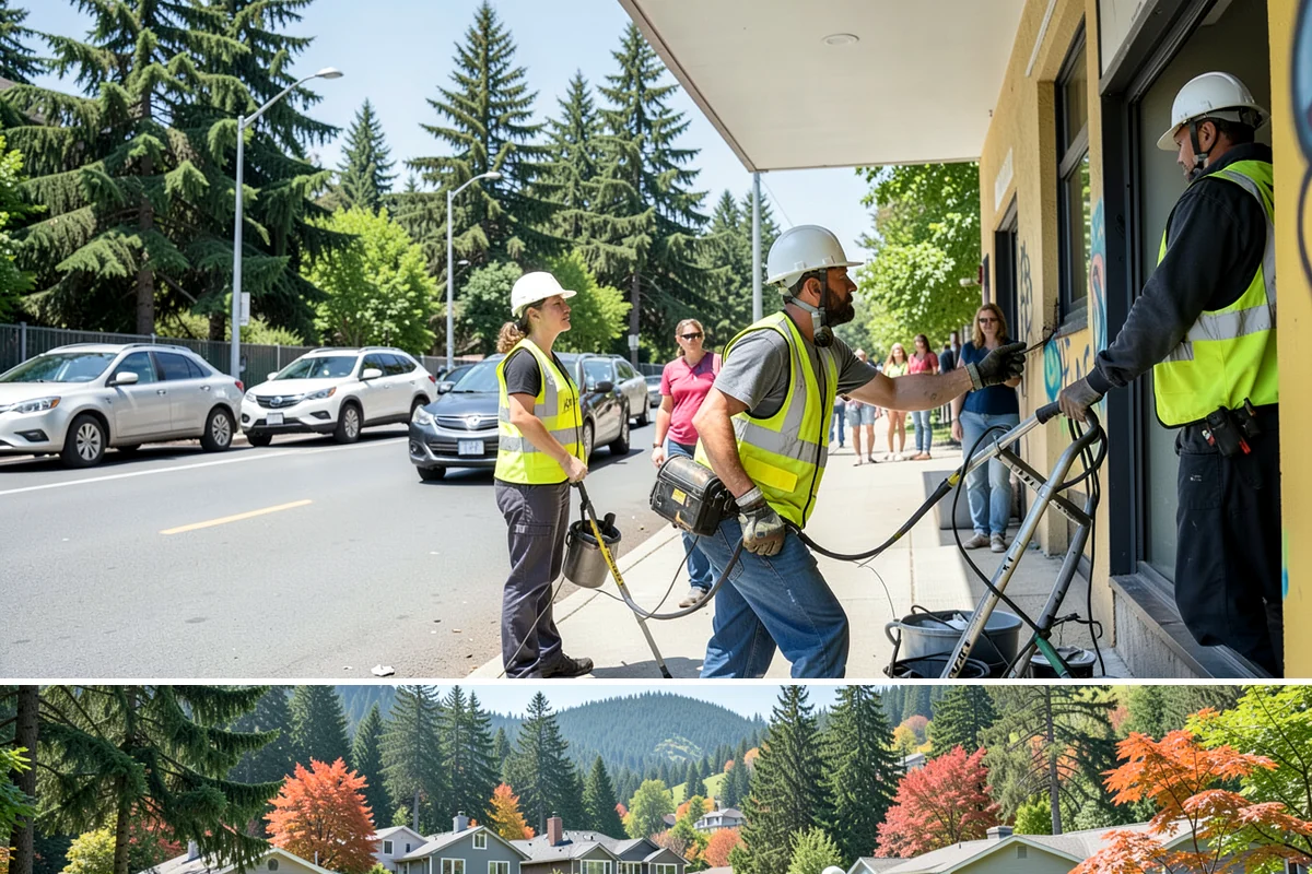 Kiosk Installation in Fircrest, Pierce County, WA - Footing and installation work is best scheduled in drier months for reliable concrete cures, though covered kiosks can be set...