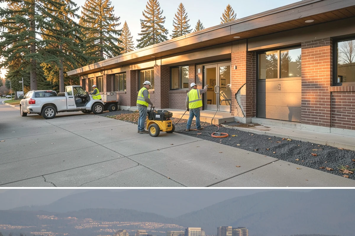 Kiosk Installation in Medina, King County, WA - Footing and installation work is best scheduled in drier months for reliable concrete cures, though covered kiosks can be set...
