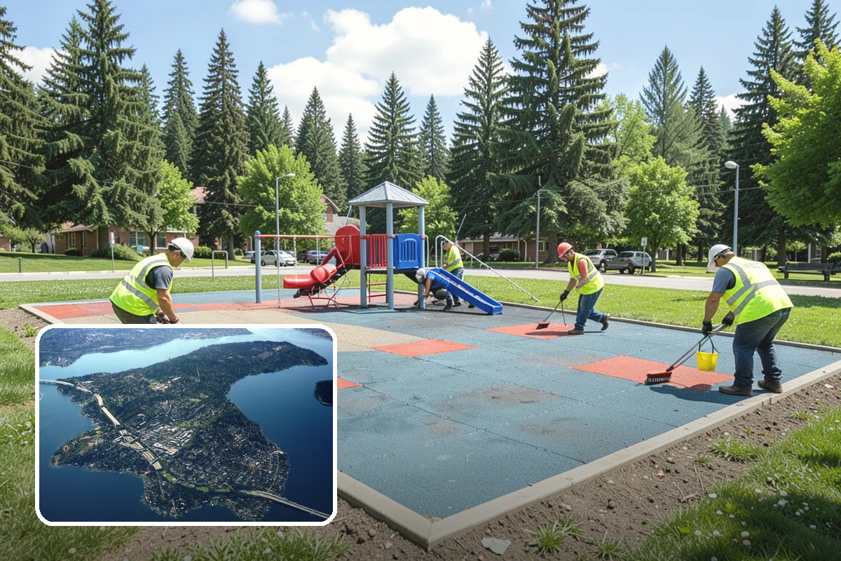 Kiosk Installation in Mercer Island, King County, WA - Provides a protected, official surface for public postings and maps