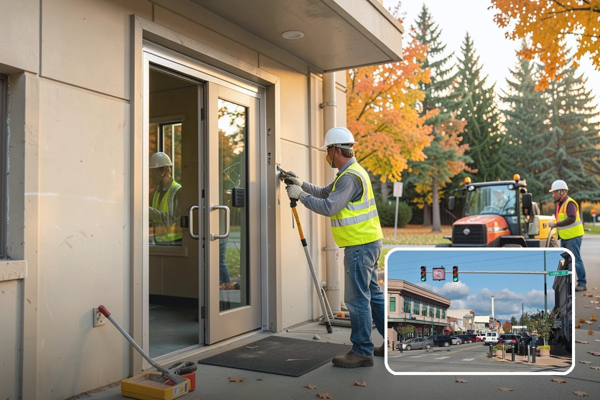 Kiosk Installation in Monroe, Snohomish County, WA - Provides a protected, official surface for public postings and maps