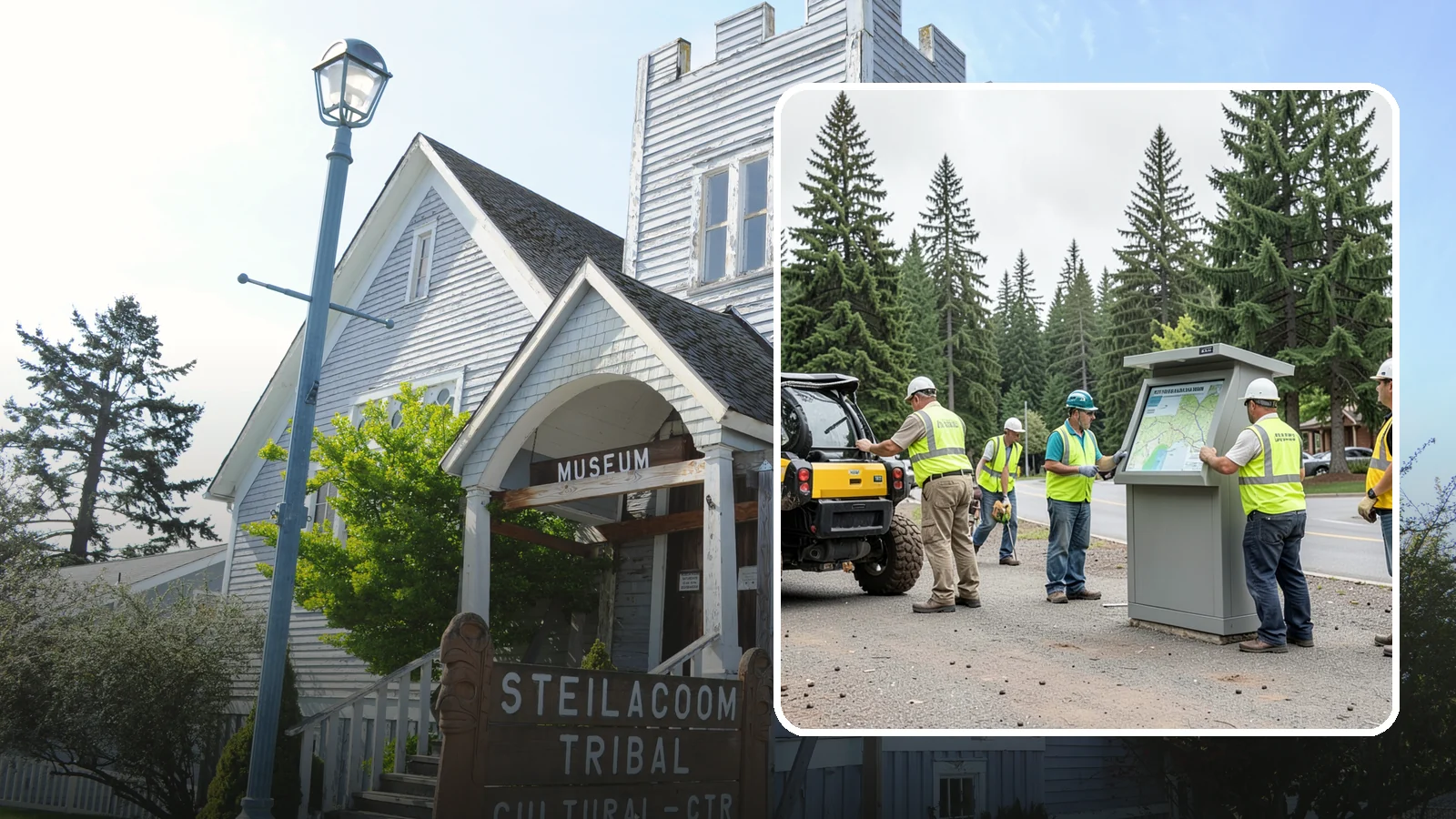 Kiosk Installation in Steilacoom, Pierce County, WA - We install community information kiosks at trailheads, parks, and civic gathering places for posted notices and maps.