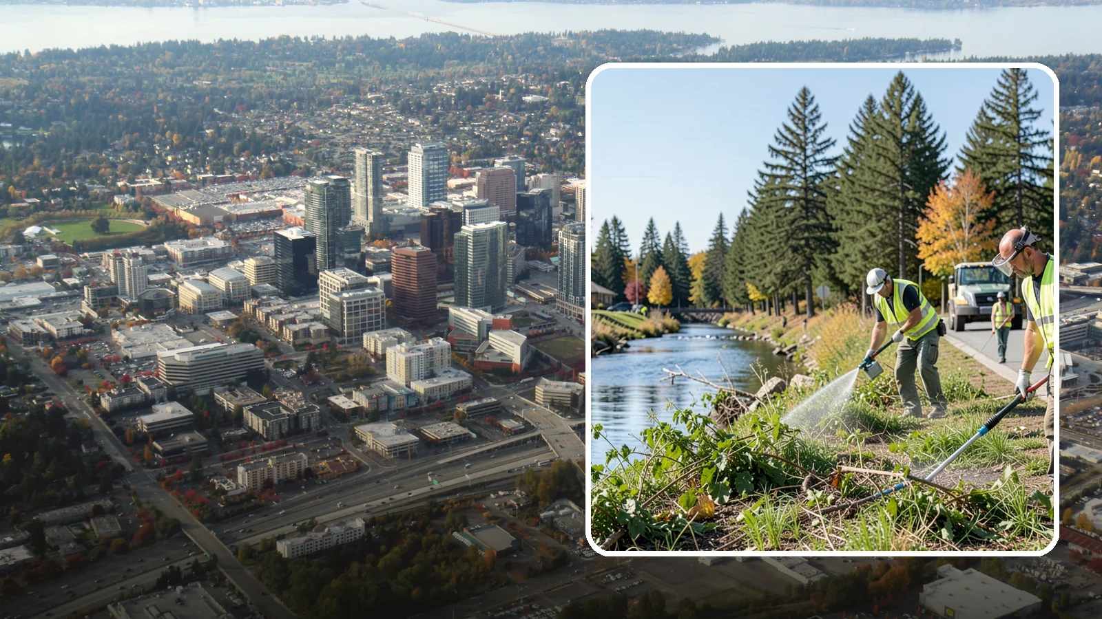 Knotweed Treatment in Bellevue, King County, WA - Multi-year stem-injection and foliar program to suppress invasive knotweed along waterways and public land.
