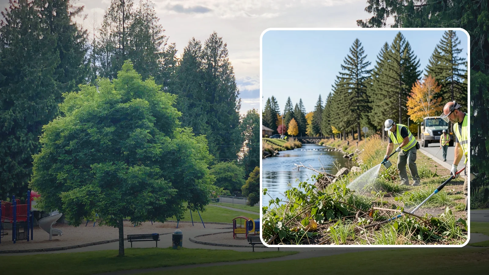Knotweed Treatment in Bonney Lake, Pierce County, WA - Multi-year stem-injection and foliar program to suppress invasive knotweed along waterways and public land.