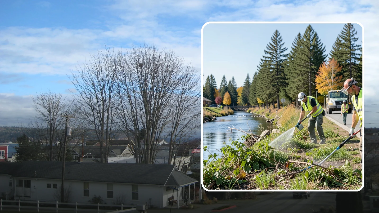 Knotweed Treatment in Langley, Island County, WA - Multi-year stem-injection and foliar program to suppress invasive knotweed along waterways and public land.