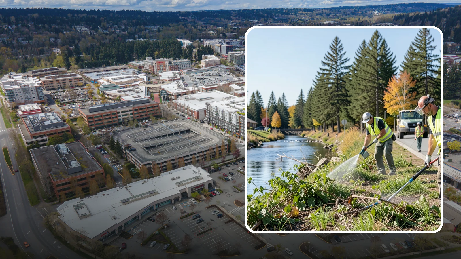 Knotweed Treatment in Redmond, King County, WA - Multi-year stem-injection and foliar program to suppress invasive knotweed along waterways and public land.