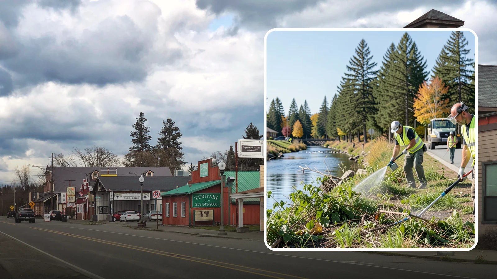 Knotweed Treatment in Roy, Pierce County, WA - Multi-year stem-injection and foliar program to suppress invasive knotweed along waterways and public land.