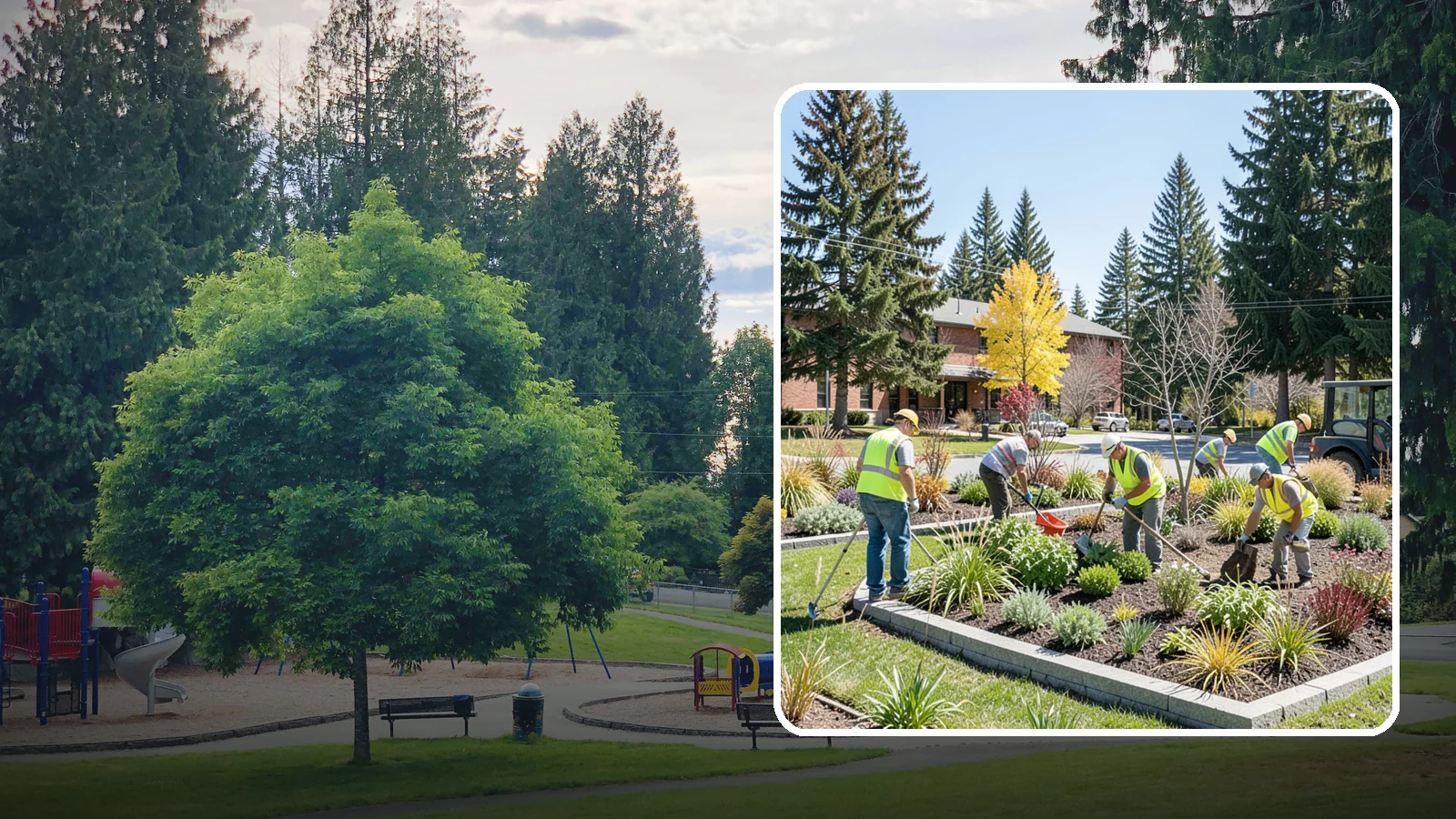 Landscape Renovations in Bonney Lake, Pierce County, WA - Renovation of tired or failing public landscapes into durable, low-maintenance, and attractive grounds.
