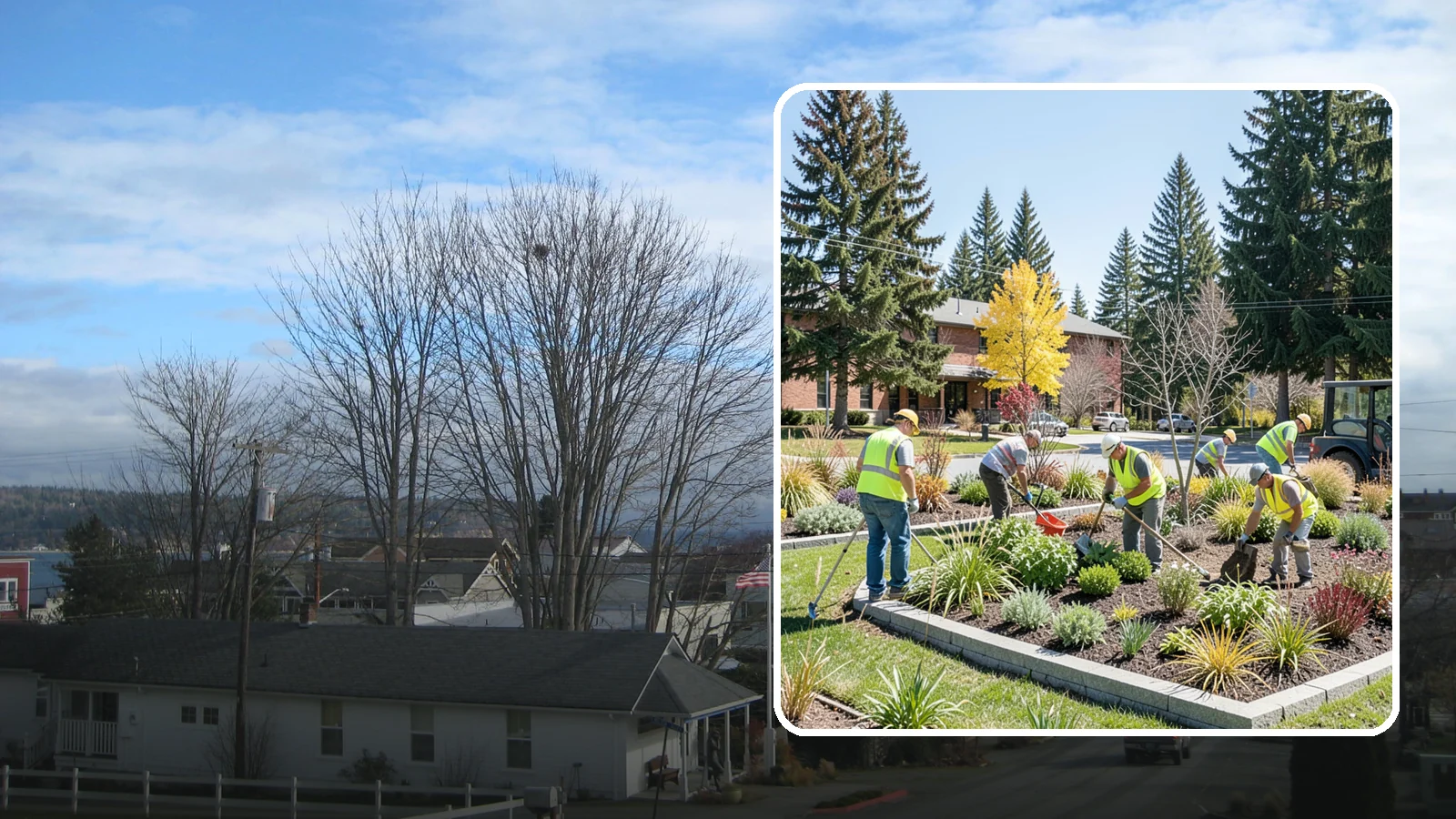 Landscape Renovations in Langley, Island County, WA - Renovation of tired or failing public landscapes into durable, low-maintenance, and attractive grounds.
