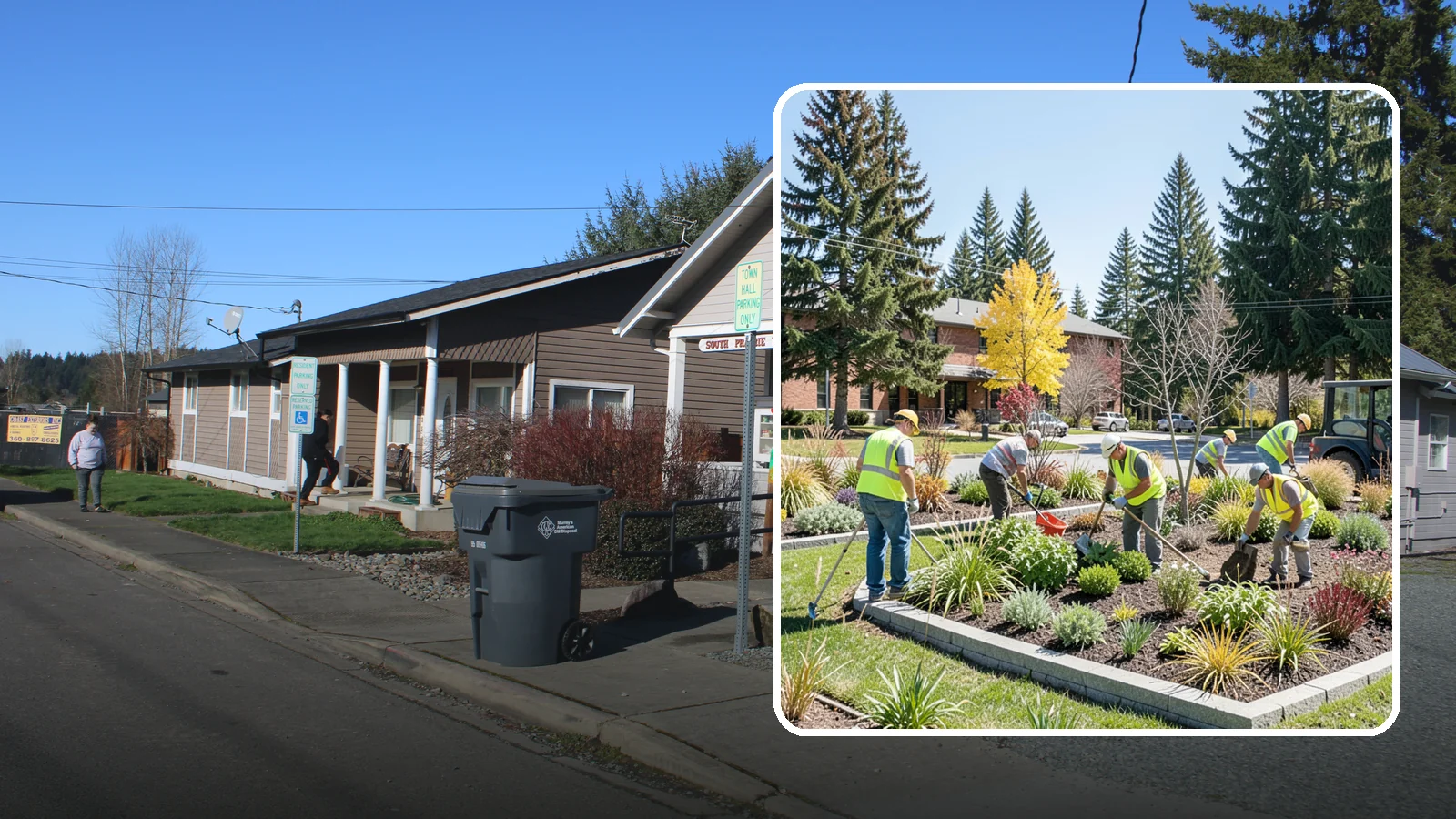 Landscape Renovations in South Prairie, Pierce County, WA - Renovation of tired or failing public landscapes into durable, low-maintenance, and attractive grounds.