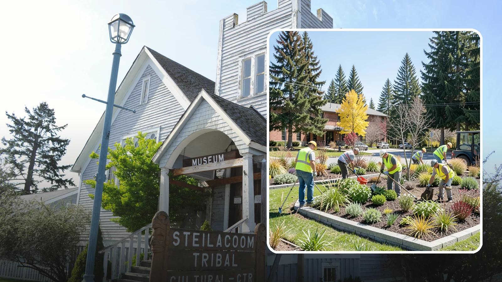 Landscape Renovations in Steilacoom, Pierce County, WA - Renovation of tired or failing public landscapes into durable, low-maintenance, and attractive grounds.
