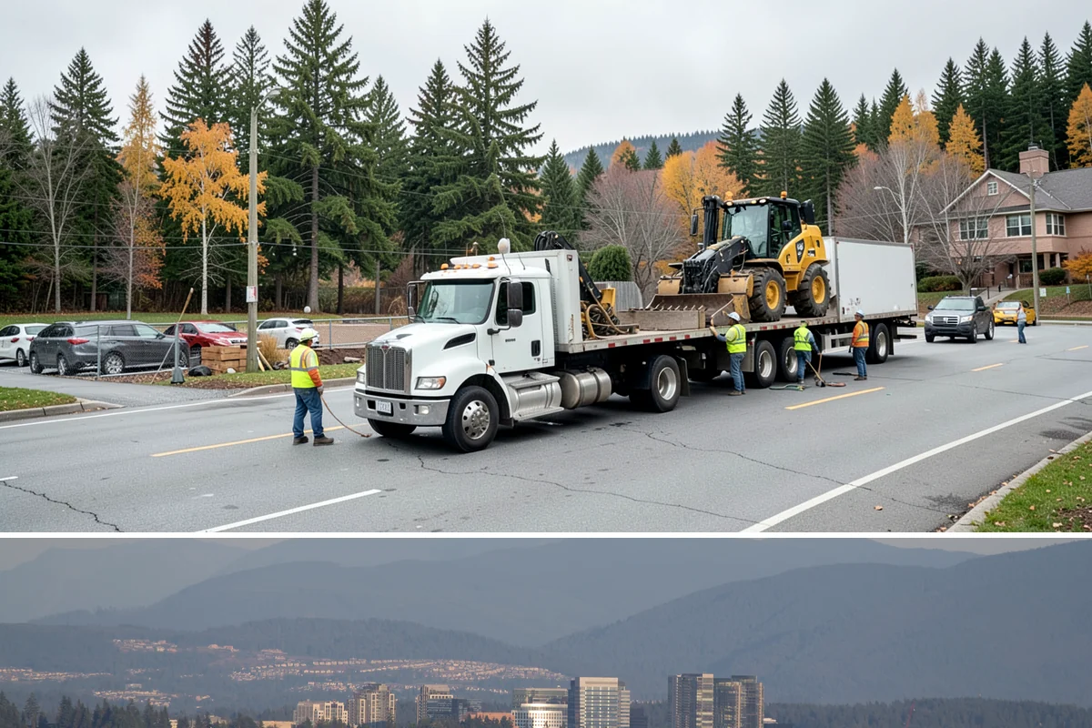 Landslide Debris Removal in Medina, King County, WA - Slide activity intensifies from December through March as prolonged rainfall saturates hillside soils across the region.