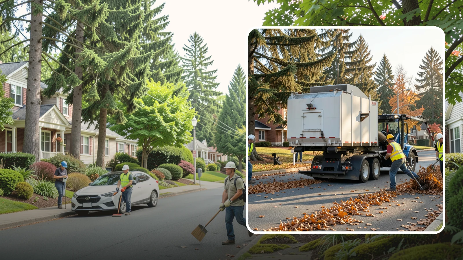 Leaf Collection in Beaux Arts Village, King County, WA - Seasonal collection and removal of fallen leaves from streets, gutters, and public grounds.