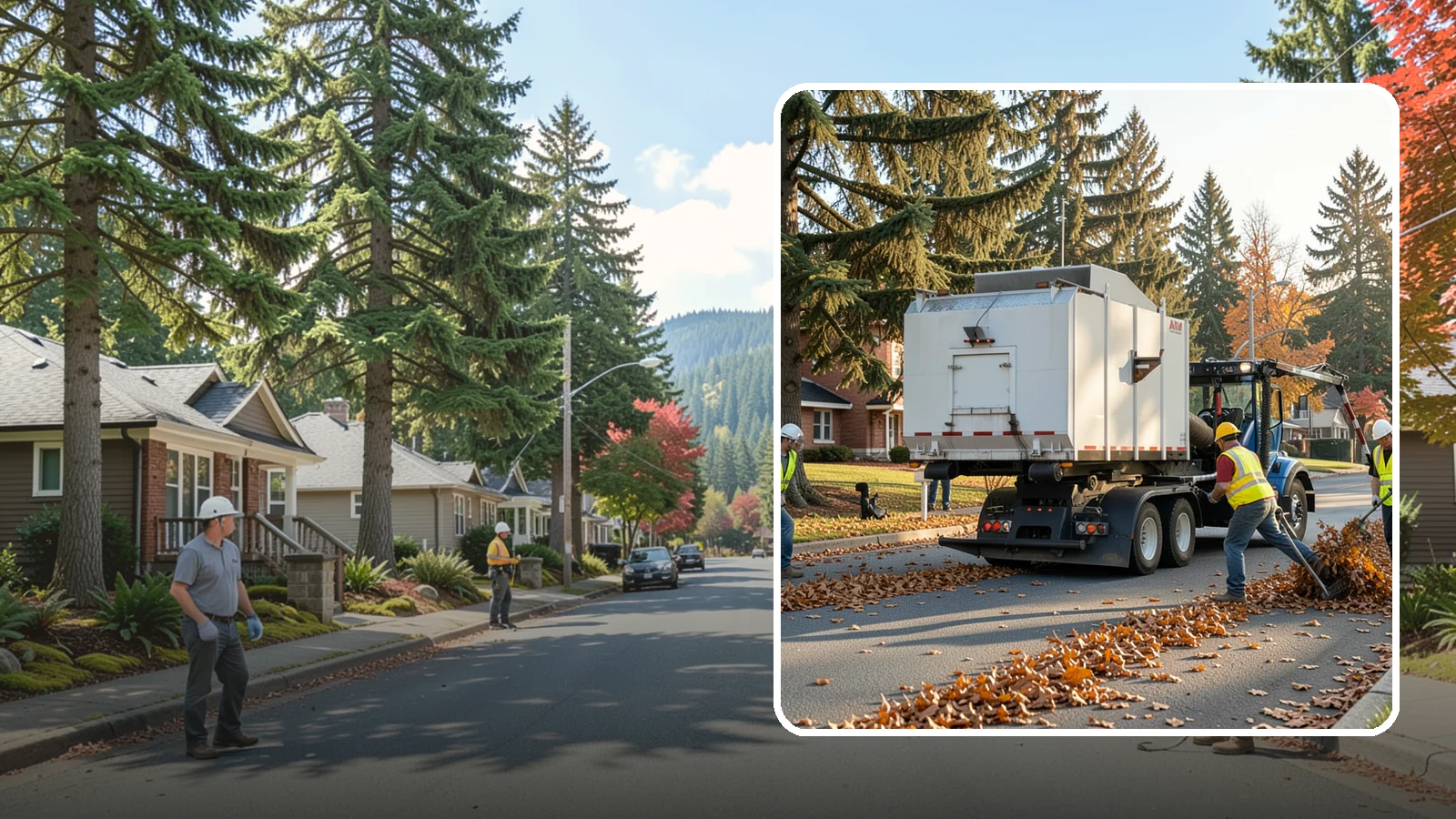 Leaf Collection in Hunts Point, King County, WA - Seasonal collection and removal of fallen leaves from streets, gutters, and public grounds.