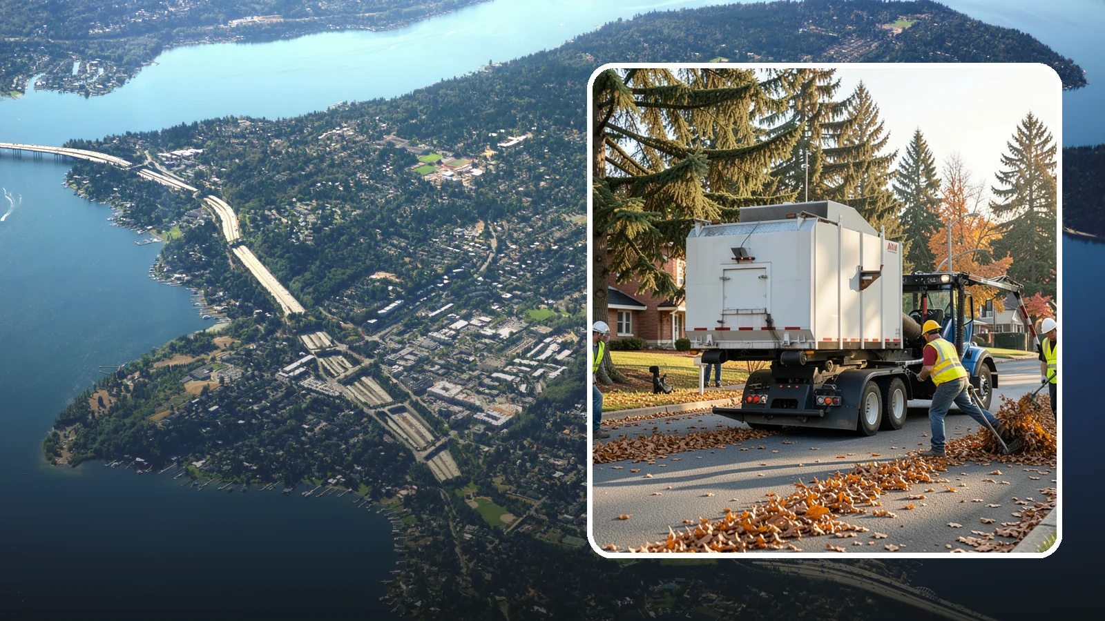 Leaf Collection in Mercer Island, King County, WA - Seasonal collection and removal of fallen leaves from streets, gutters, and public grounds.