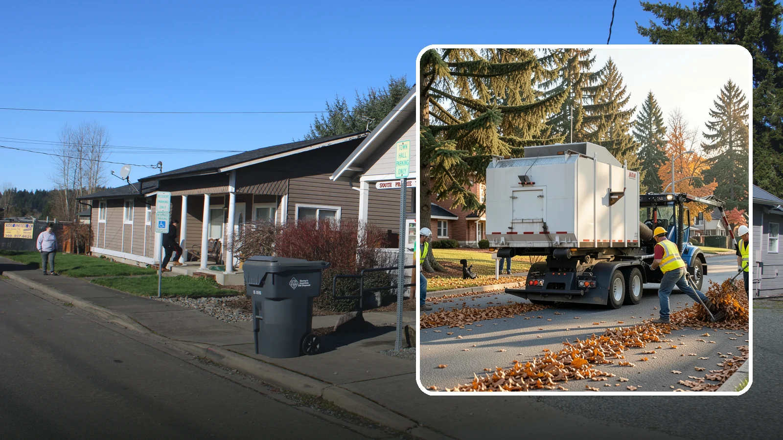 Leaf Collection in South Prairie, Pierce County, WA - Seasonal collection and removal of fallen leaves from streets, gutters, and public grounds.