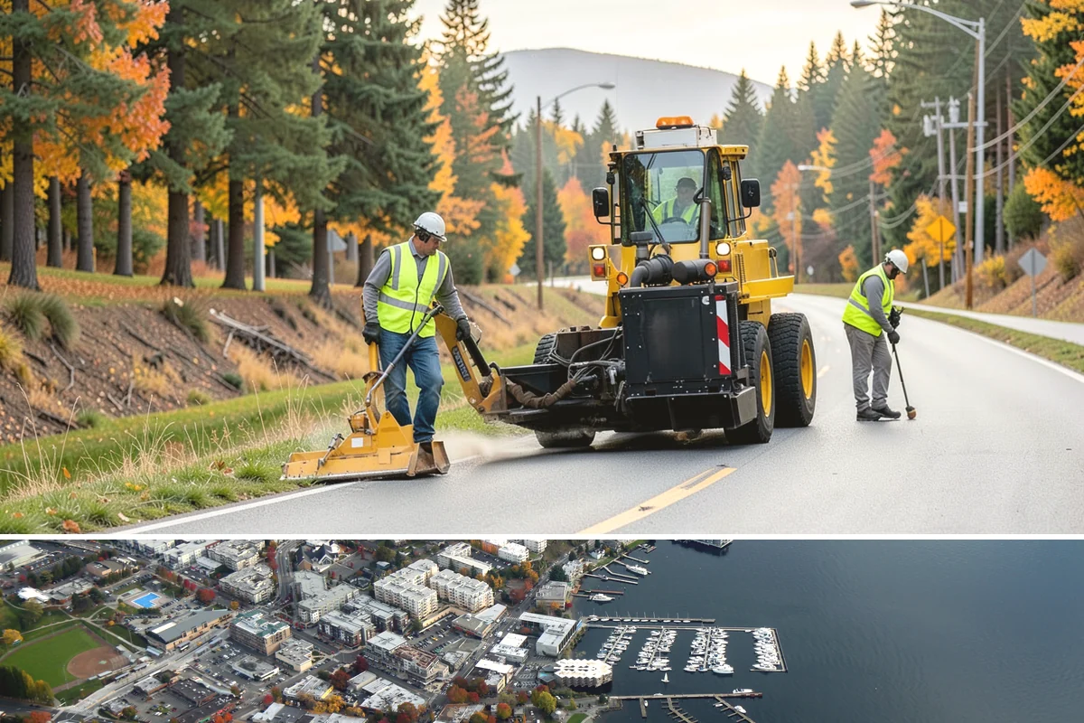 Leaf Removal Program in Kirkland, King County, WA - The program is timed to the full autumn drop, with pass frequency peaking at the height of leaf fall.