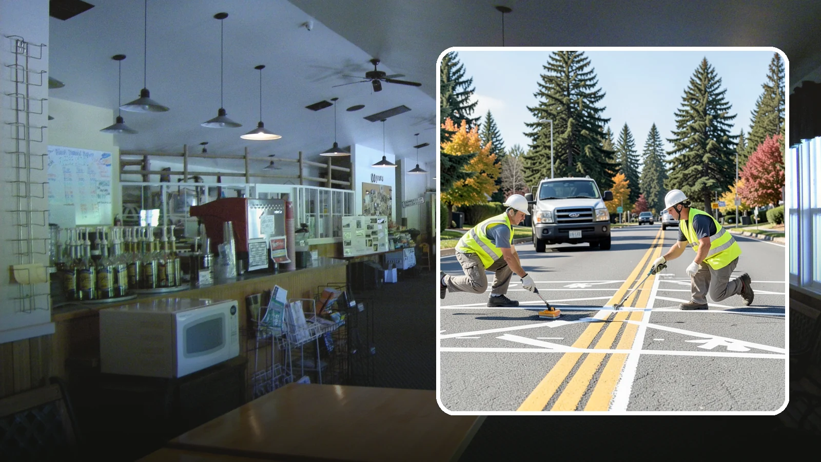 Line Striping in Black Diamond, King County, WA - Fresh line striping defines lanes and stalls on municipal streets, lots, and campuses.