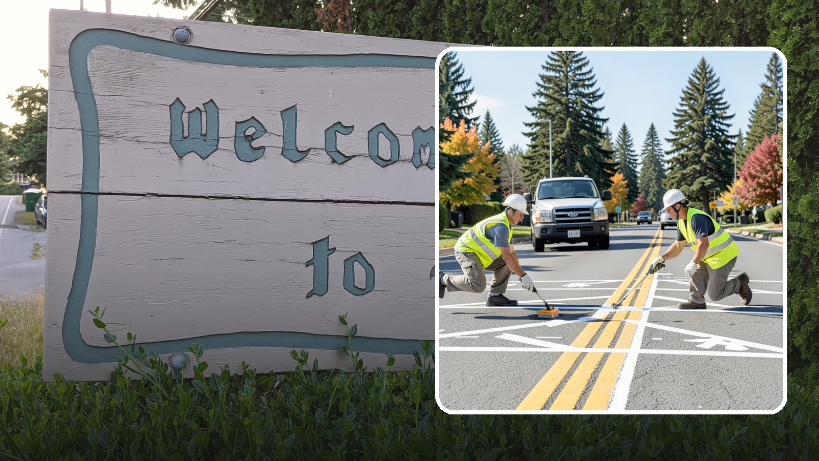 Line Striping in Brier, Snohomish County, WA - Fresh line striping defines lanes and stalls on municipal streets, lots, and campuses.