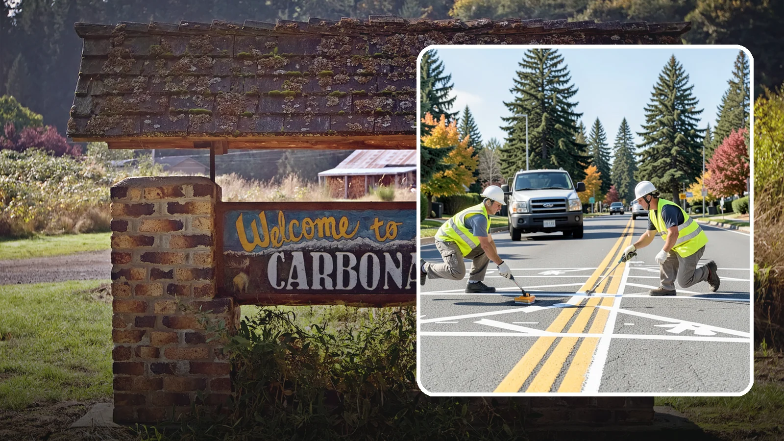 Line Striping in Carbonado, Pierce County, WA - Fresh line striping defines lanes and stalls on municipal streets, lots, and campuses.