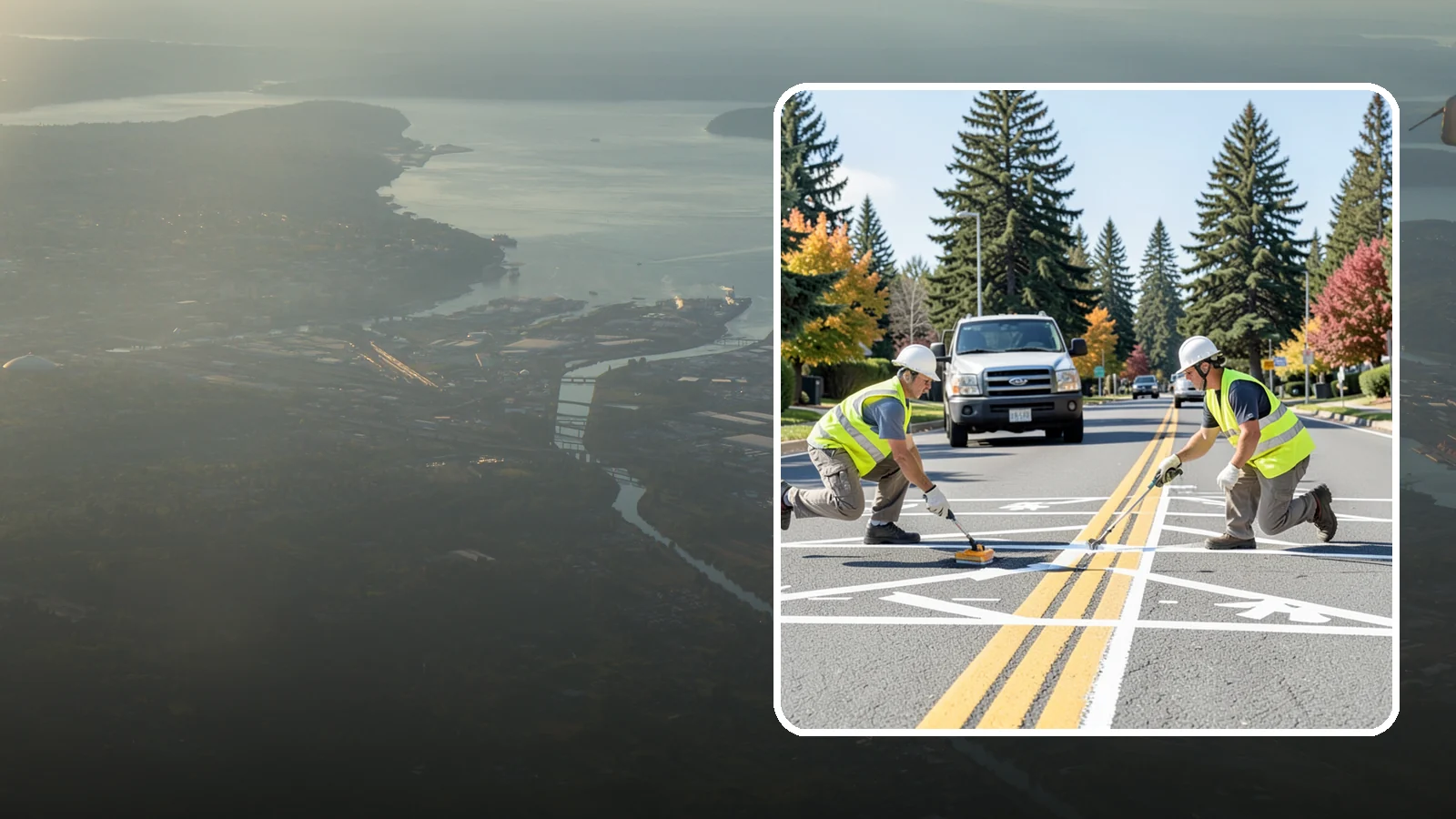 Line Striping in Fife, Pierce County, WA - Fresh line striping defines lanes and stalls on municipal streets, lots, and campuses.