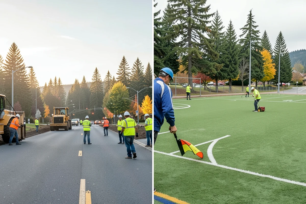 Line Striping in Lyman, Skagit County, WA - Measure the site and confirm the striping layout