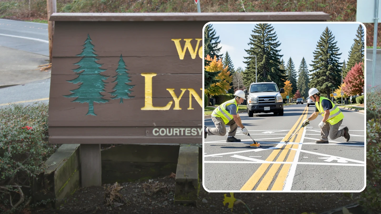 Line Striping in Lynnwood, Snohomish County, WA - Fresh line striping defines lanes and stalls on municipal streets, lots, and campuses.