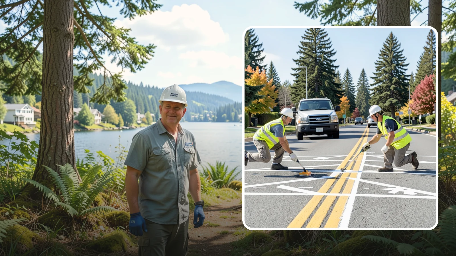 Line Striping in Milton, King County, WA - Fresh line striping defines lanes and stalls on municipal streets, lots, and campuses.