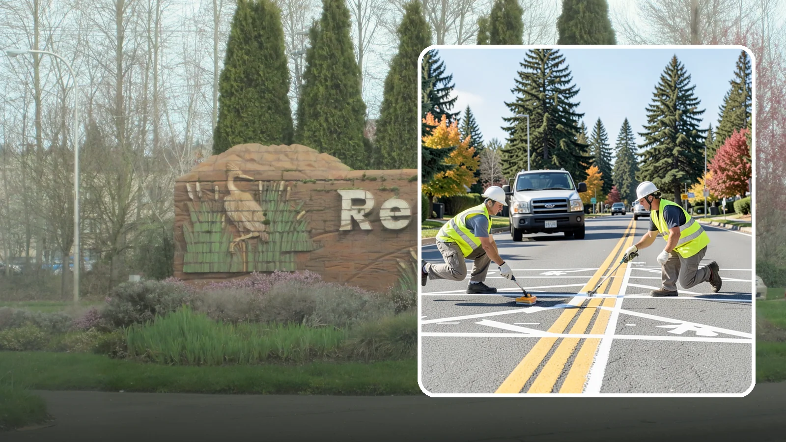 Line Striping in Renton, King County, WA - Fresh line striping defines lanes and stalls on municipal streets, lots, and campuses.
