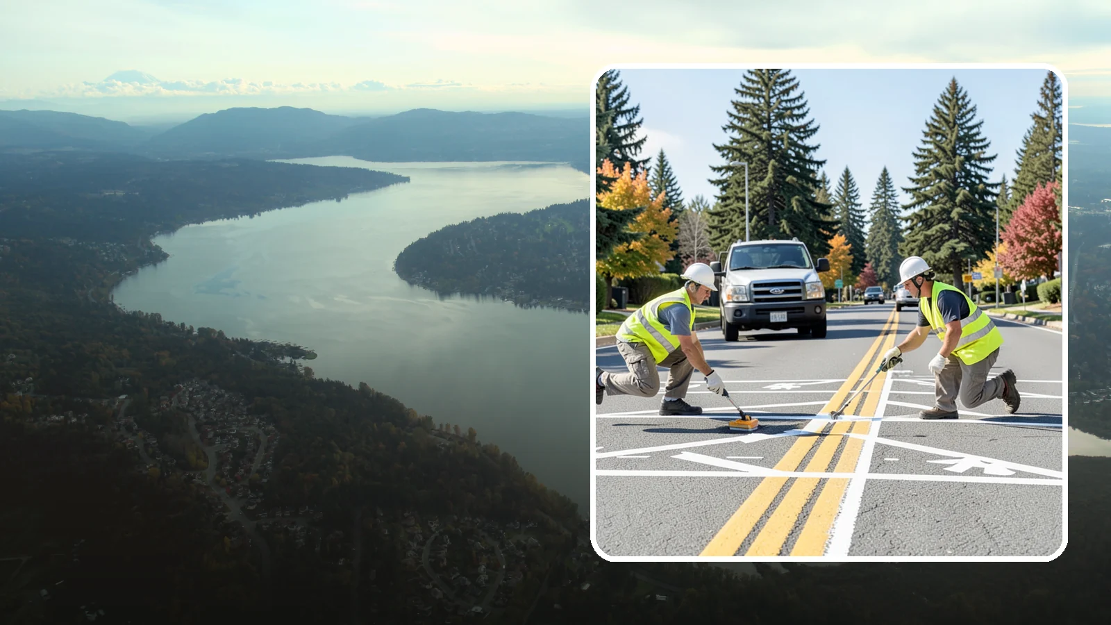 Line Striping in Sammamish, King County, WA - Fresh line striping defines lanes and stalls on municipal streets, lots, and campuses.