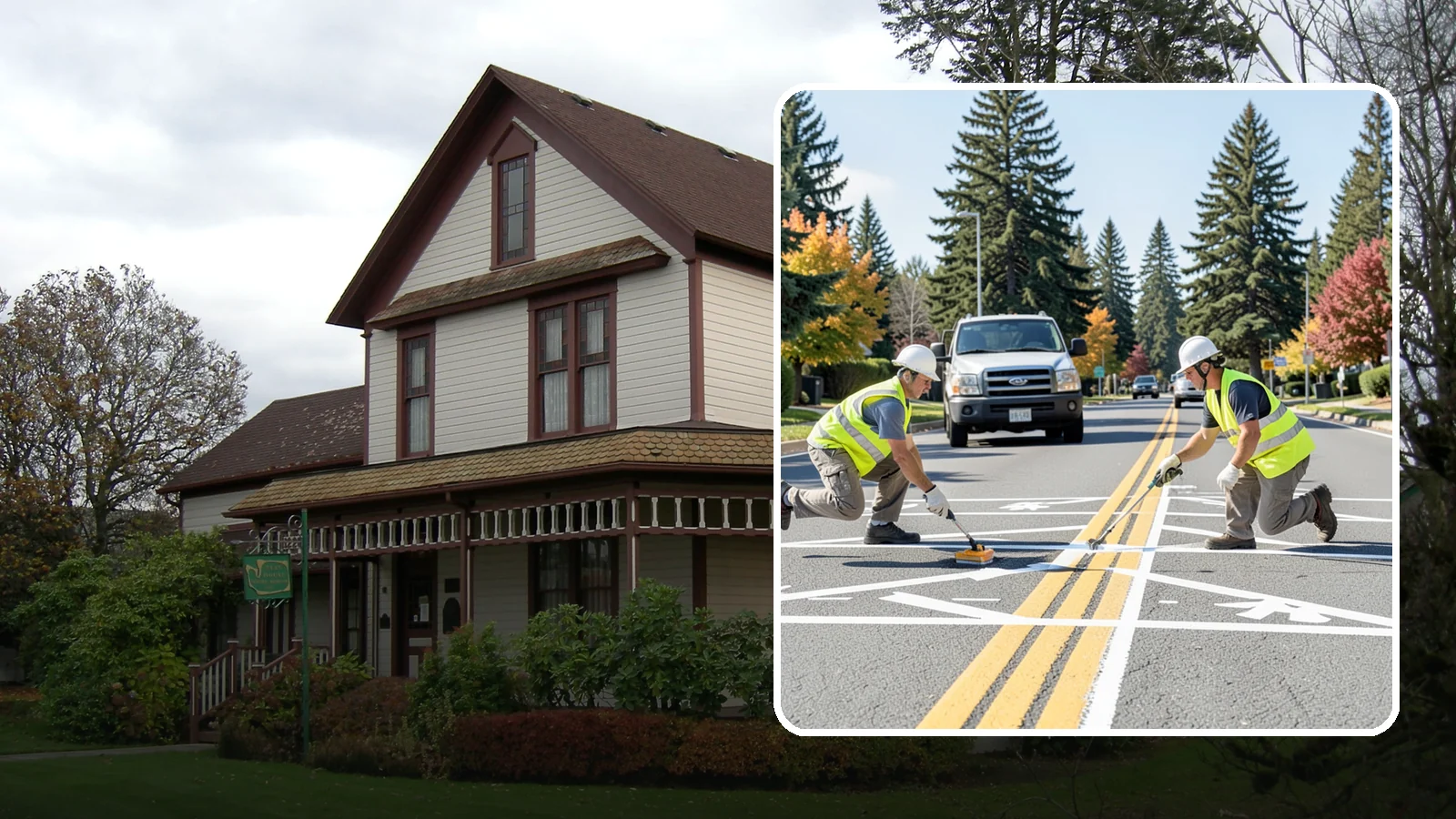 Line Striping in Sumner, Pierce County, WA - Fresh line striping defines lanes and stalls on municipal streets, lots, and campuses.