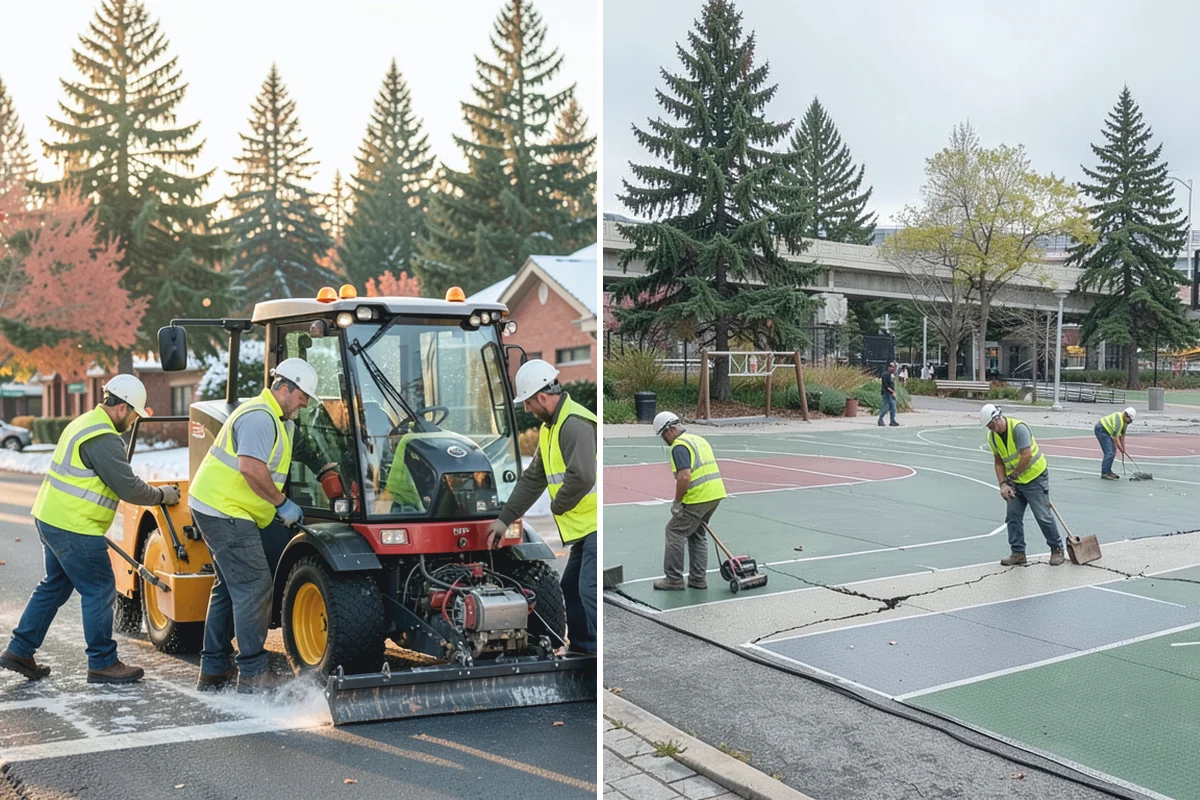 Line Striping in Wilkeson, Pierce County, WA - Measure the site and confirm the striping layout