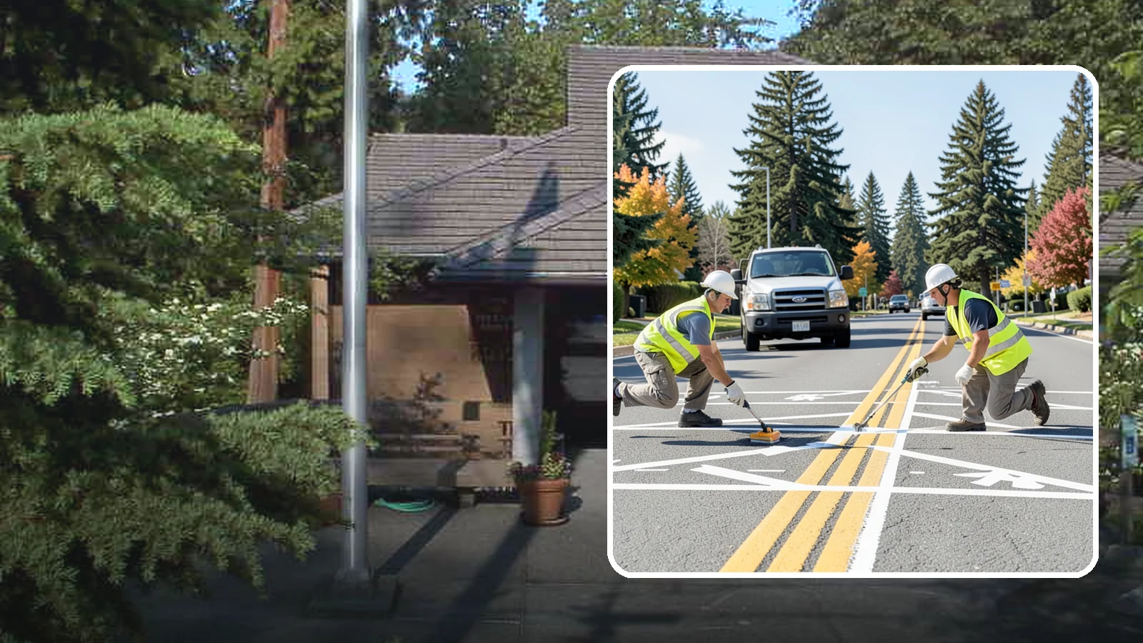 Line Striping in Yarrow Point, King County, WA - Fresh line striping defines lanes and stalls on municipal streets, lots, and campuses.