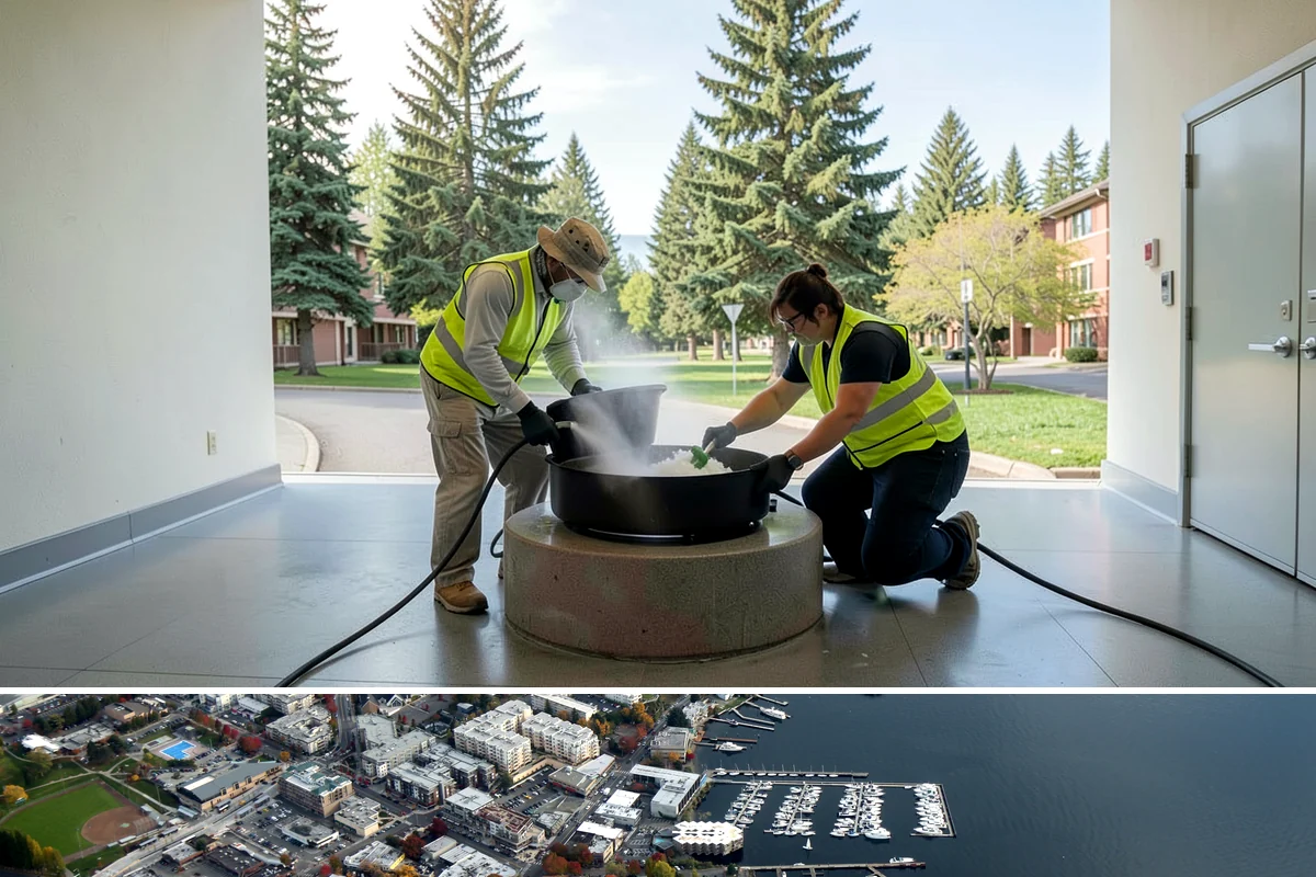 Litter & Grounds Policing in Kirkland, King County, WA - Windblown debris and leaf litter peak in fall, while event traffic drives higher volumes through summer.