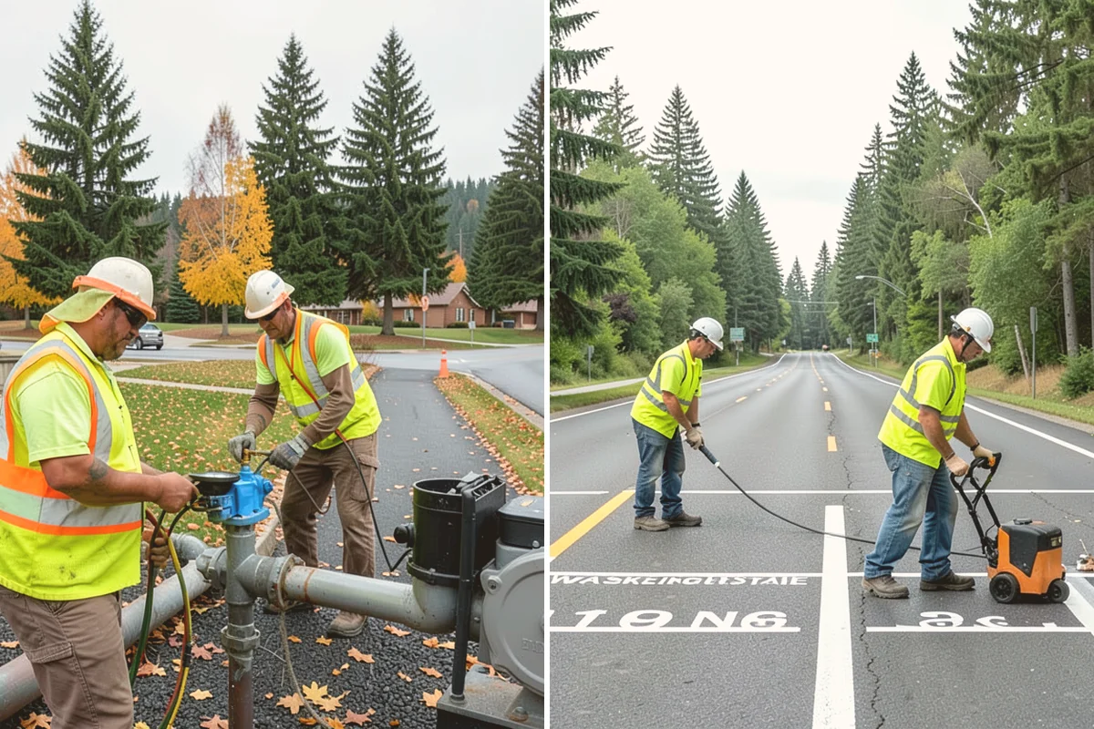 Manhole Adjustment in Brier, Snohomish County, WA - Survey casting elevations against finished grade