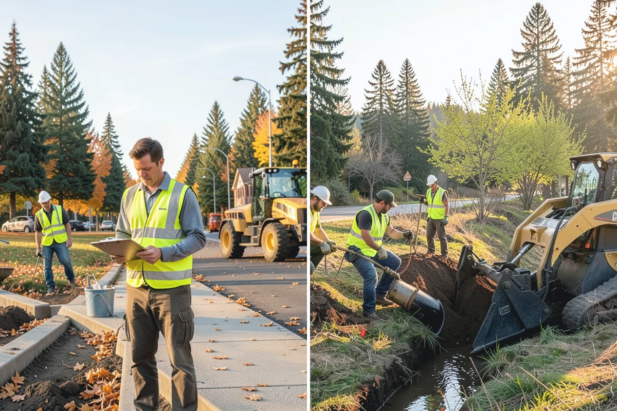 Manhole Adjustment in Buckley, Pierce County, WA - Survey casting elevations against finished grade