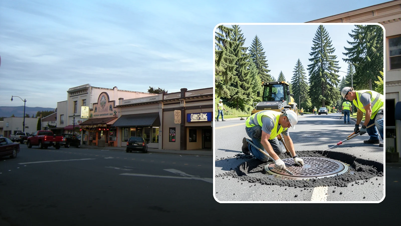 Manhole Adjustment in Burlington, Skagit County, WA - Raising, lowering, and repairing manhole frames and covers to match grade and restore safe access.