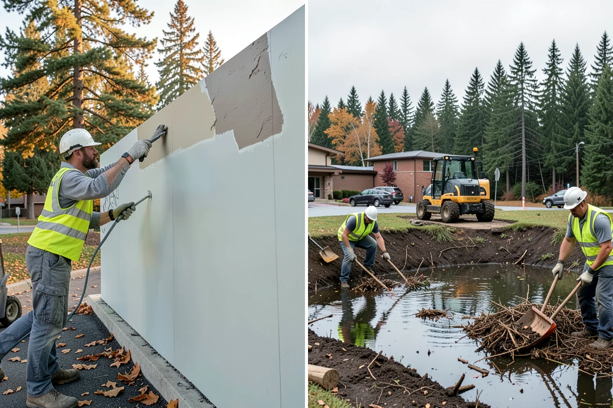 Manhole Adjustment in Concrete, Skagit County, WA - Survey casting elevations against finished grade